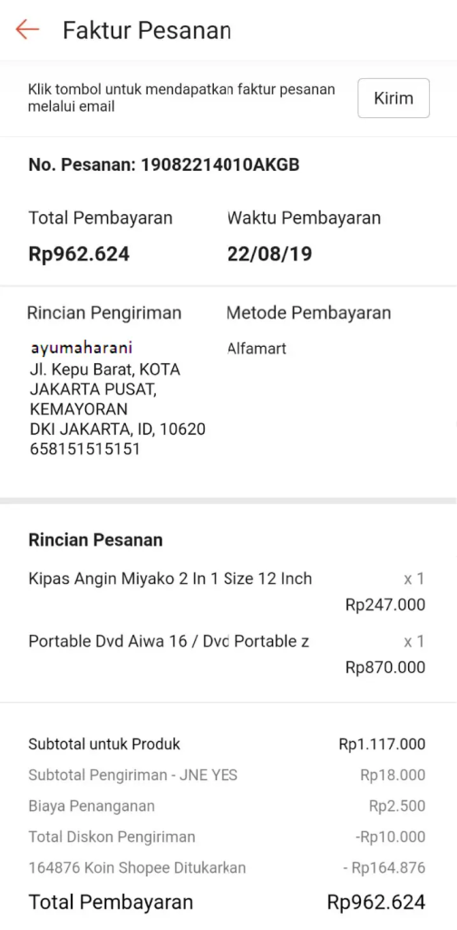 Contoh Invoice Shopee Cara Cetak Dan Cara Melihatnya